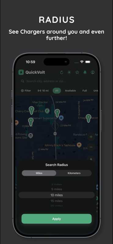 QuickVolt search radius